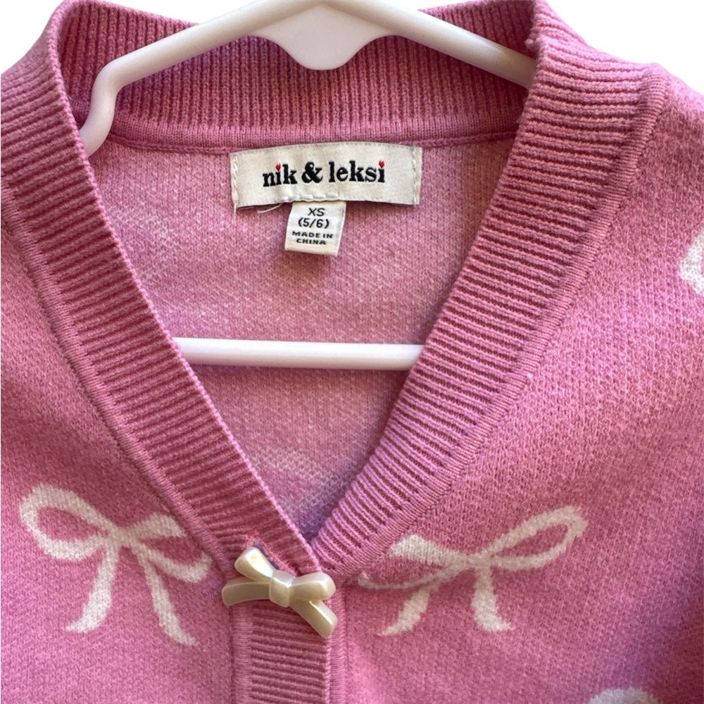 Nik & Leksi Pink Bow Cardigan – Size XS (5/6) - Picture 3 of 5